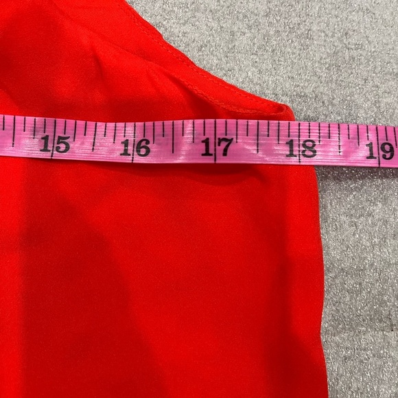 [S]Parker Bold Red Ruffled Front 100 Silk Shift Dress Fully Lined NWOT - Picture 4 of 7